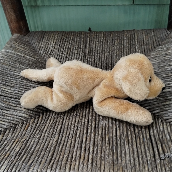 TY MUFFIN CREME LAYING LAB PUPPY DOG Beanie STUFFED ANIMAL PLUSH LOVEY 8in - Picture 5 of 9